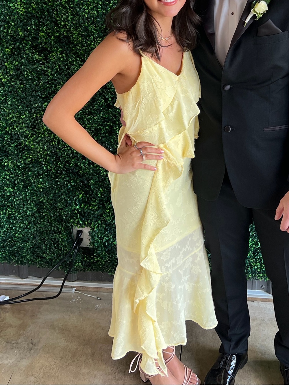 wild fable Pale Yellow Ruffled Dress